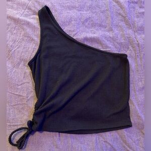 Black one shoulder crop top